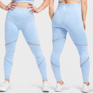 SOUL BY SOULCYCLE Stone Mineral Wash Moto Leggings in Blue XS
